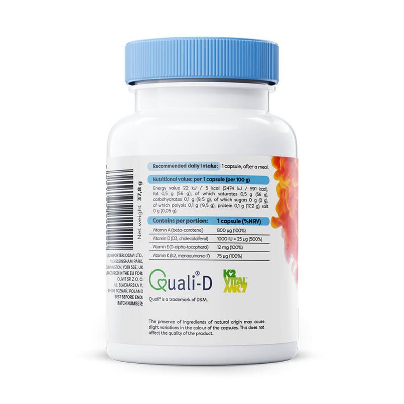 Încărcați imaginea în vizualizatorul Galerie, Vitamins ADEK (Vitaminele A, D3, E, K2), Osavi, 60 softgels
