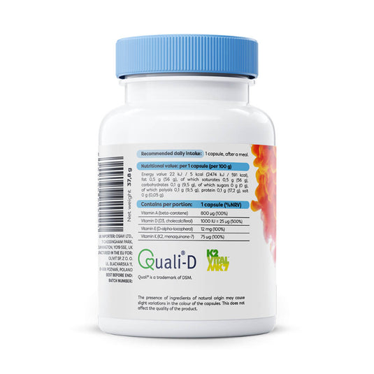 Vitamins ADEK (Vitaminele A, D3, E, K2), Osavi, 60 softgels