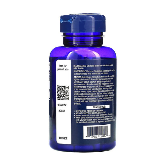 Vitamins D3 and K2, 5,000 IU / 100 mcg, Life Extension, 60 capsule