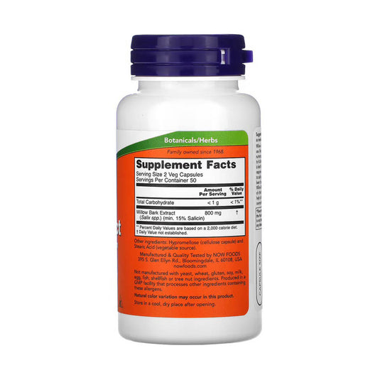 Willow Bark Extract (Scoarta de Salcie), 400 mg, Now Foods, 100 capsule