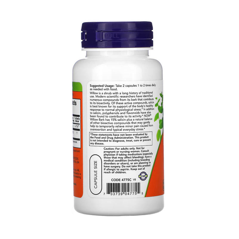 Încărcați imaginea în vizualizatorul Galerie, Willow Bark Extract (Scoarta de Salcie), 400 mg, Now Foods, 100 capsule
