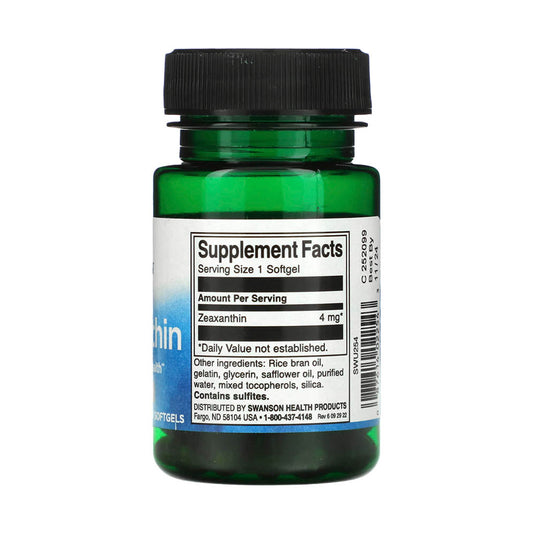 Zeaxanthin (Eye and Vision Health), 4 mg, Swanson, 60 softgels SWU254