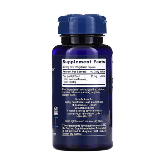 Zinc Caps, OptiZinc, 50 mg, Life Extension, 90 capsule