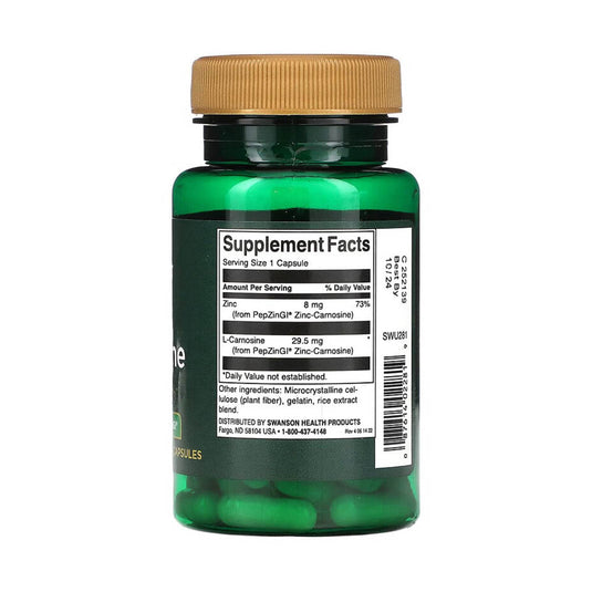 Zinc Carnosine (PepZin GI), Swanson, 60 capsule SWU281