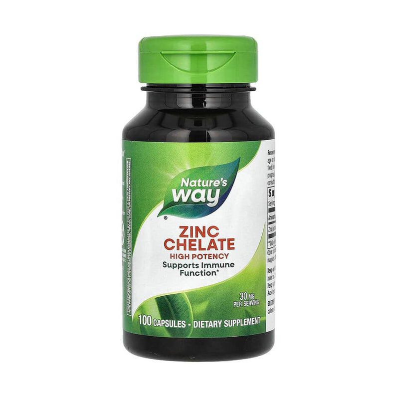 Încărcați imaginea în vizualizatorul Galerie, Zinc Bisglicinat Chelate, 30 mg, Nature&#39;s Way, 100 Capsule
