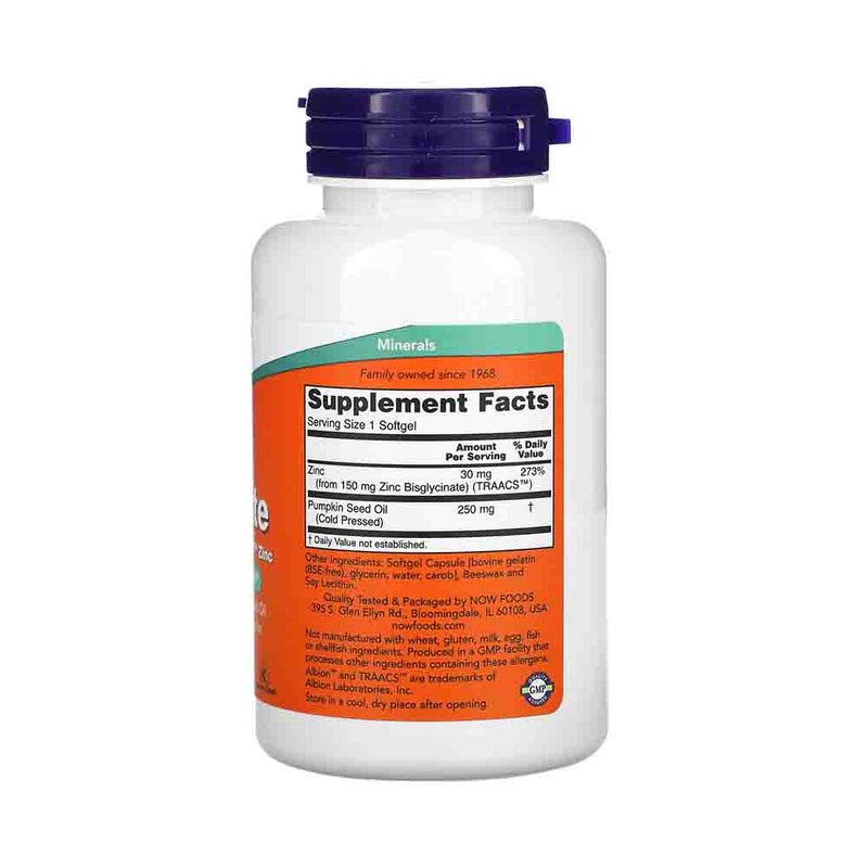 Încărcați imaginea în vizualizatorul Galerie, Zinc Glycinate (Glicinat de zinc), Now Foods, 120 softgels
