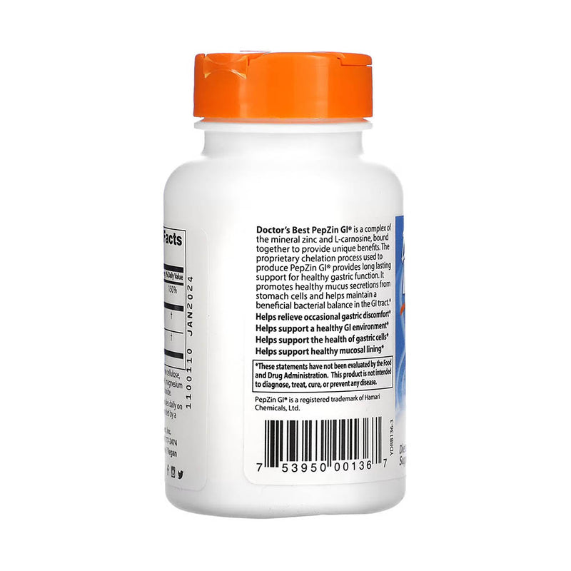 Încărcați imaginea în vizualizatorul Galerie, Zinc-L-Carnosine Complex, PepZin GI, Doctor&#39;s Best, 120 capsule
