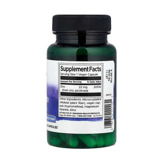 Zinc Picolinate Body Preferred Form, 22mg, Swanson, 60 capsule SW1113